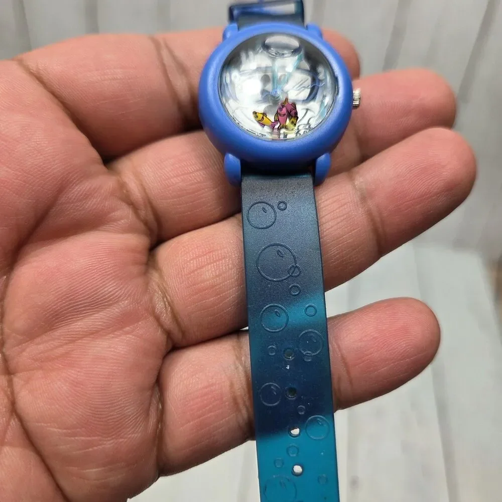 Disney Vintage Kids Timex Mickey Bubble Watch Analog Blue Fish Bowl RARE